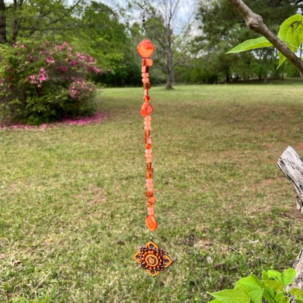 Orange Beaded Sun Catcher